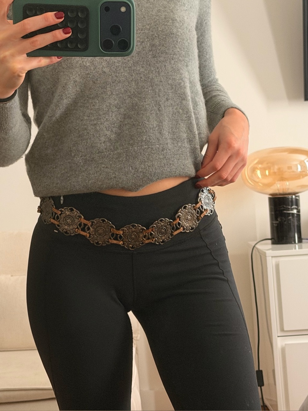 Vintage coin and leather belt